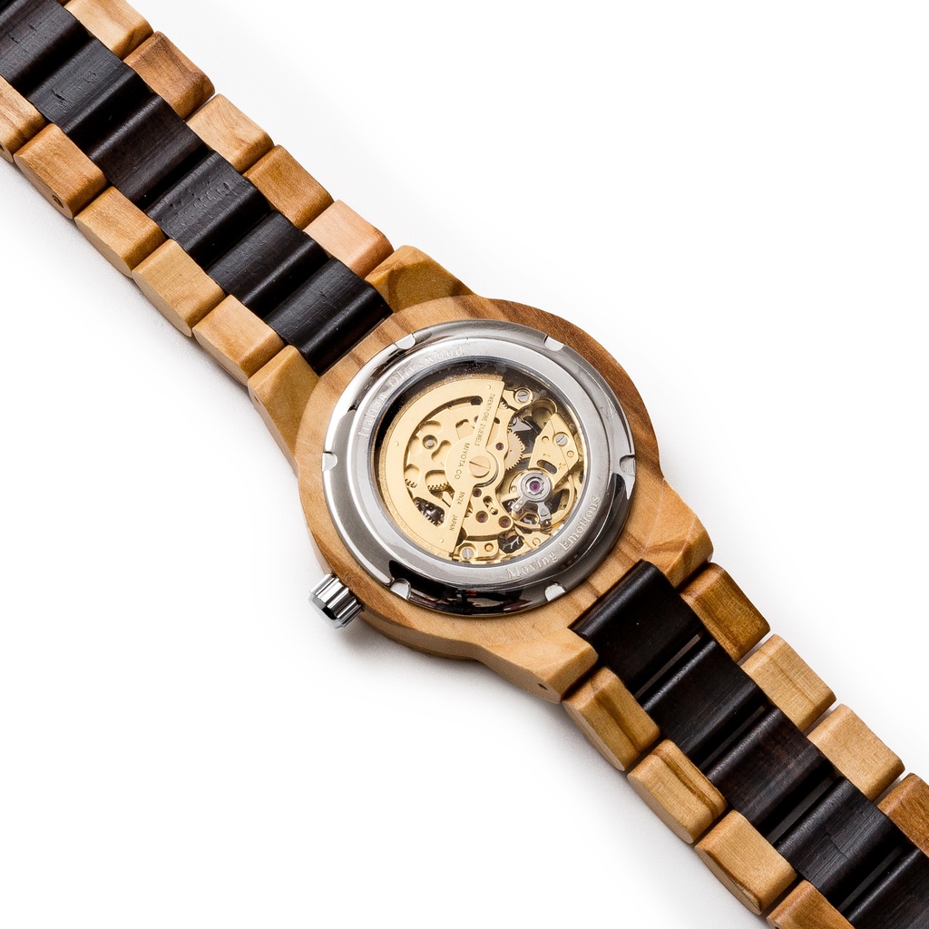 Orologio Automatico in Legno di Olivo ed Ebano