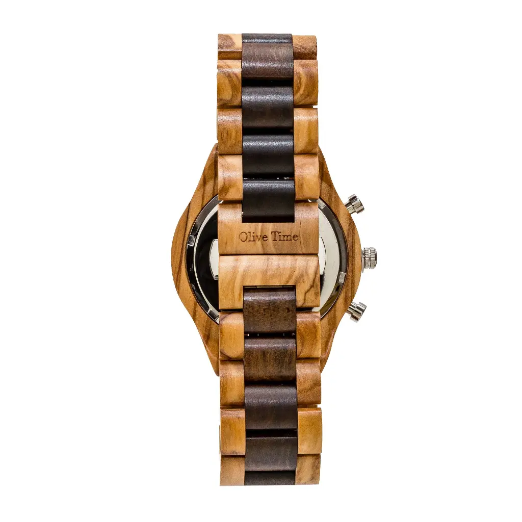 Orologio Crono Sport in Legno di Olivo e Noce.webp