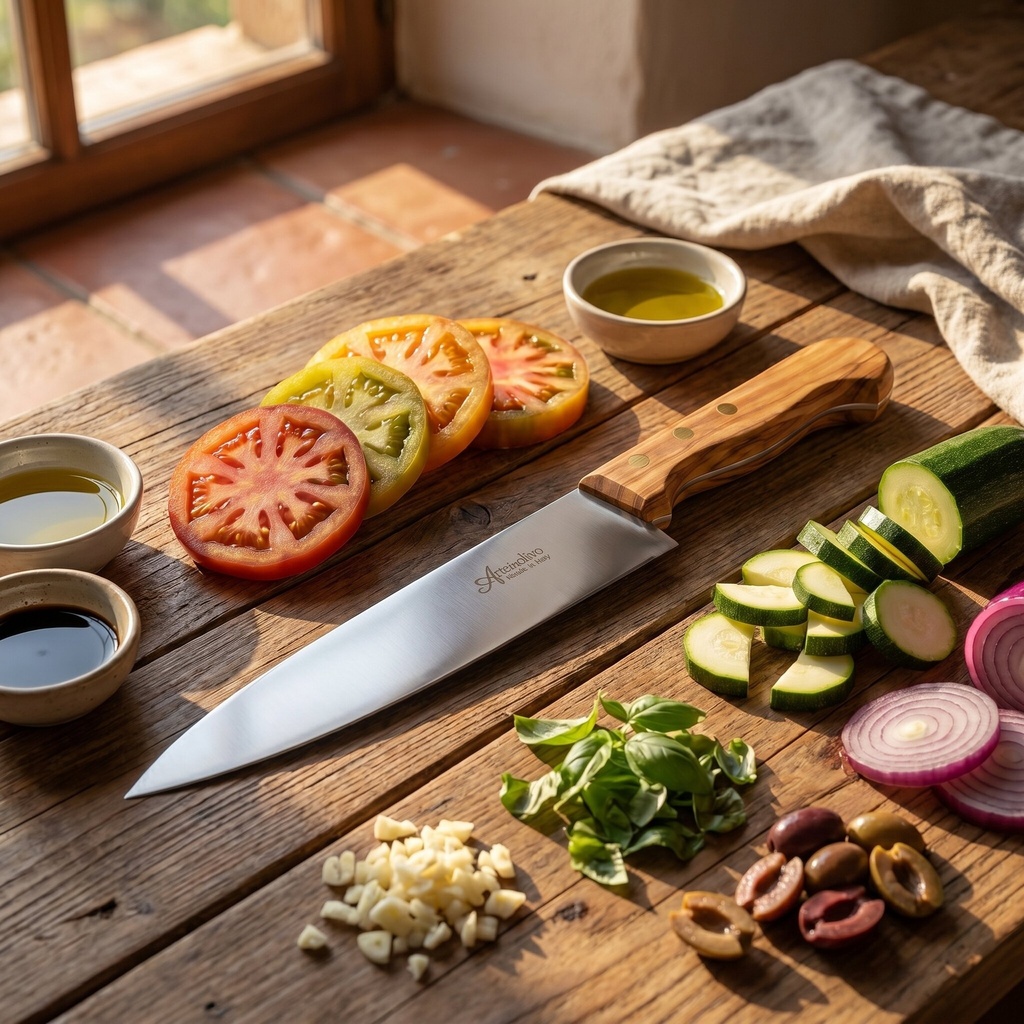 Coltello da Cucina con Manico in Legno di Olivo – Varie Misure