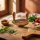 Mezzaluna in Legno di Olivo – Lama Singola e Doppia