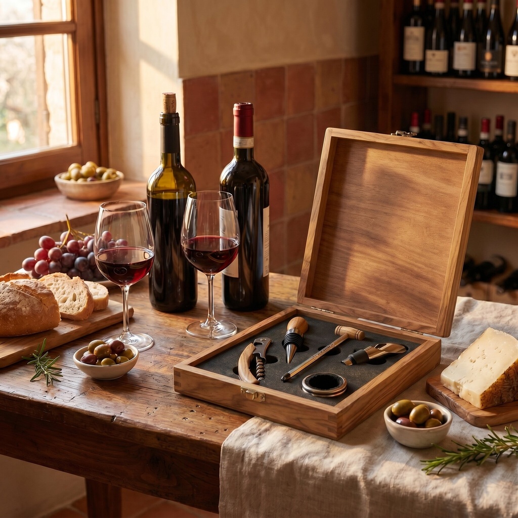 Set del Sommelier in Legno di ulivo