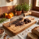 Tagliere per Cioccolato e Torrone in Legno di Olivo con Coltello Inox