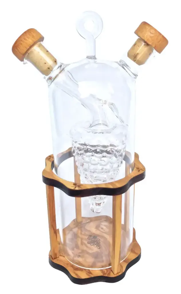 Oliera Design Olio e Aceto in Legno di Olivo