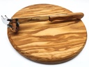 Tagliere Rotondo con Coltello per Formaggio in Legno di Olivo