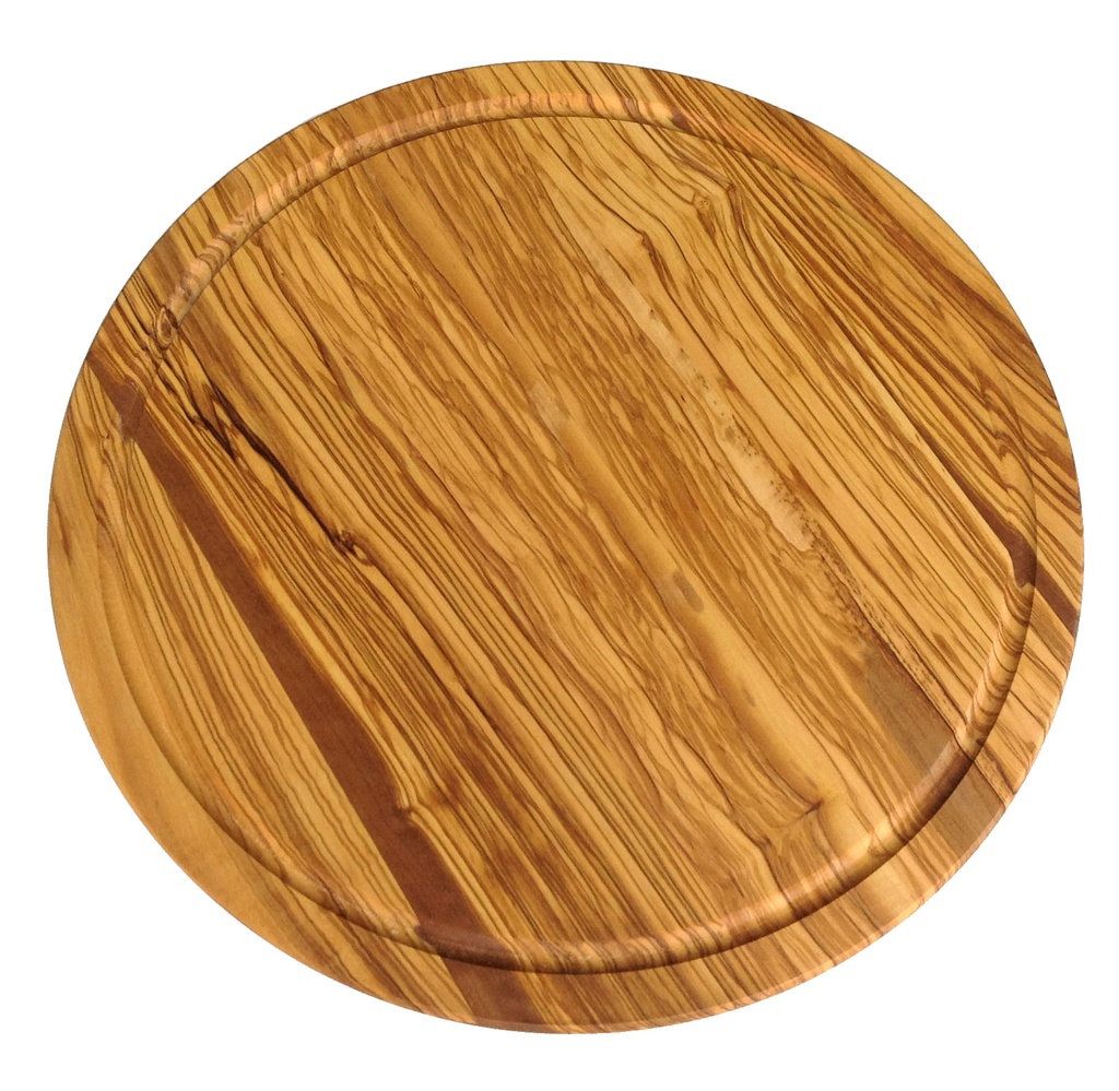 Tagliere Rotondo in Legno di Olivo con Raccoglisugo