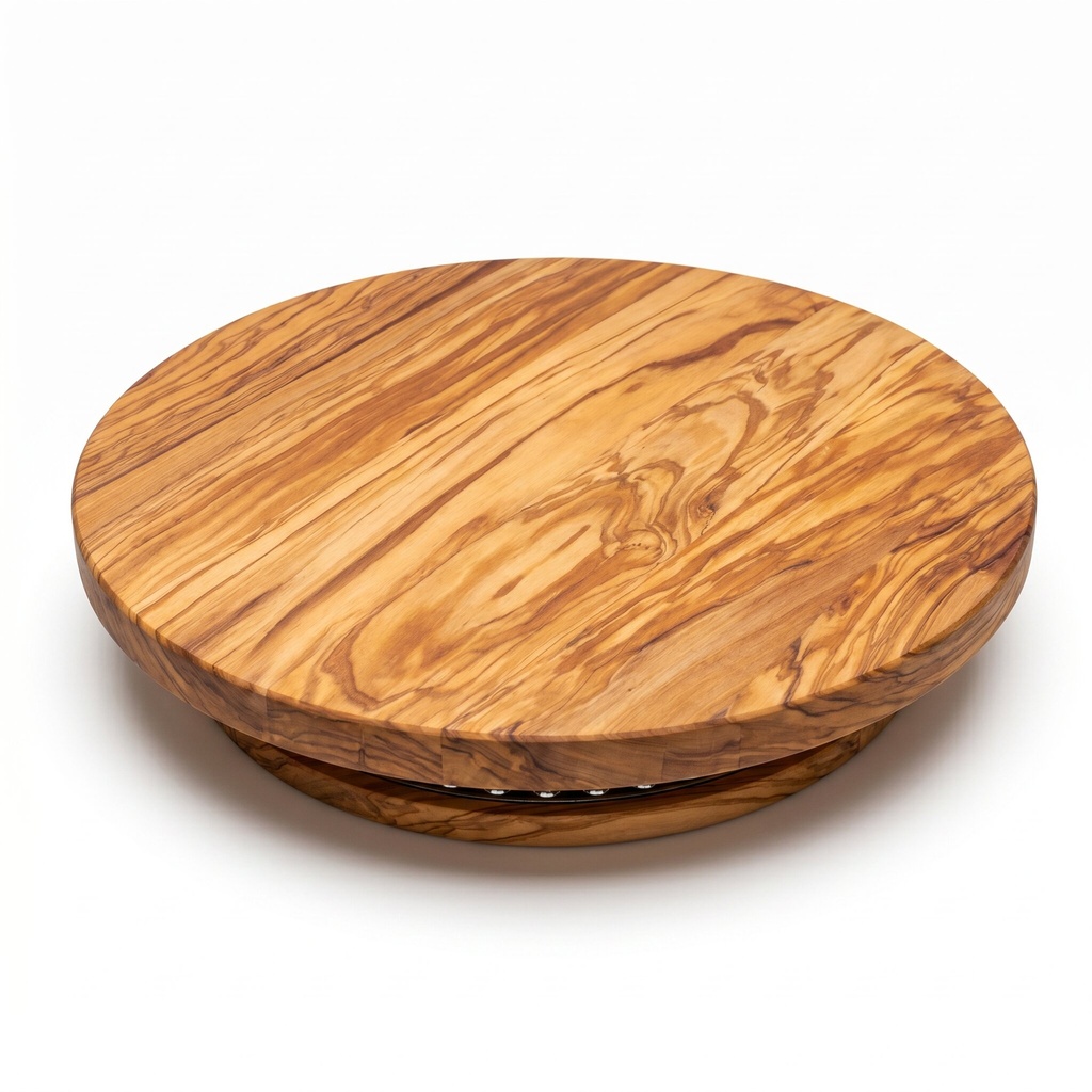 Tagliere Rotondo Girevole in Legno di Ulivo – 40cm
