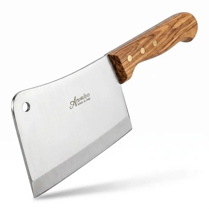 Mannaia da Cucina con Manico in Legno di Ulivo – 14cm
