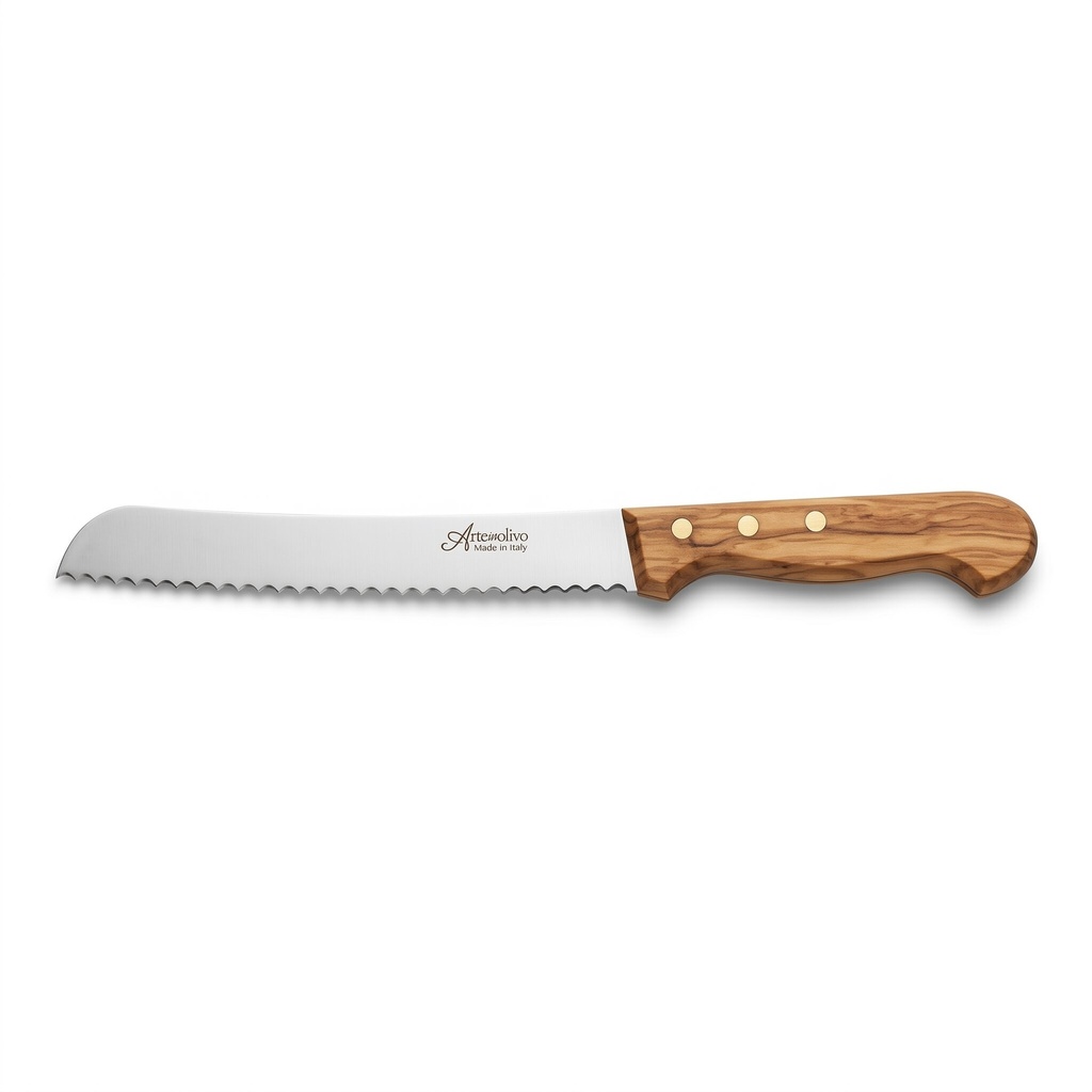 Coltello da Pane con Manico in Legno di Ulivo – 20cm