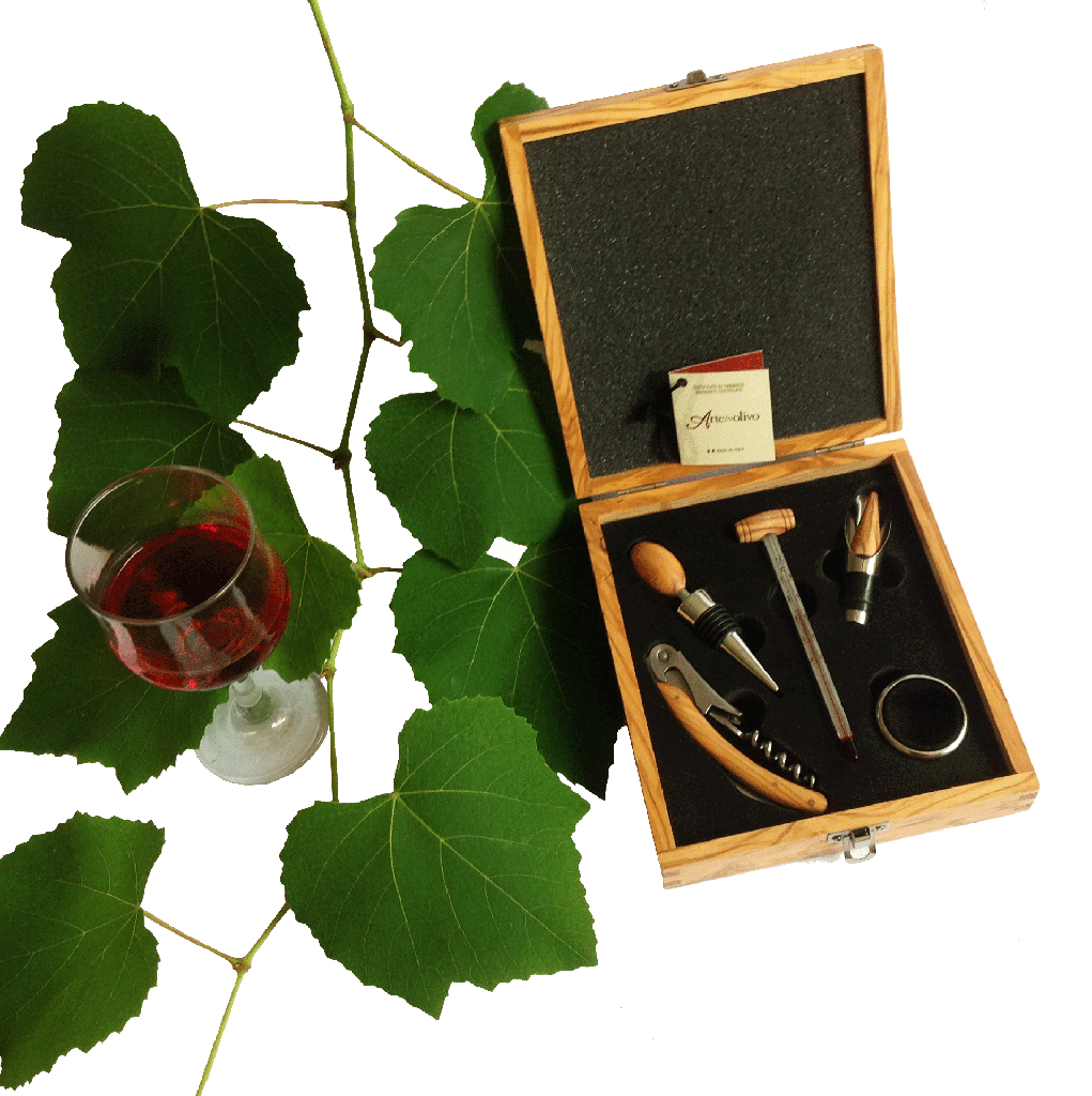 Set del Sommelier in Legno di Olivo – 5 e 7 Pezzi