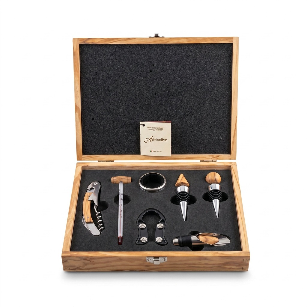 Set del Sommelier in Legno di ulivo