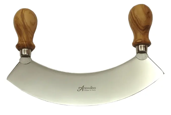 Mezzaluna in Legno di Olivo – Lama Singola e Doppia