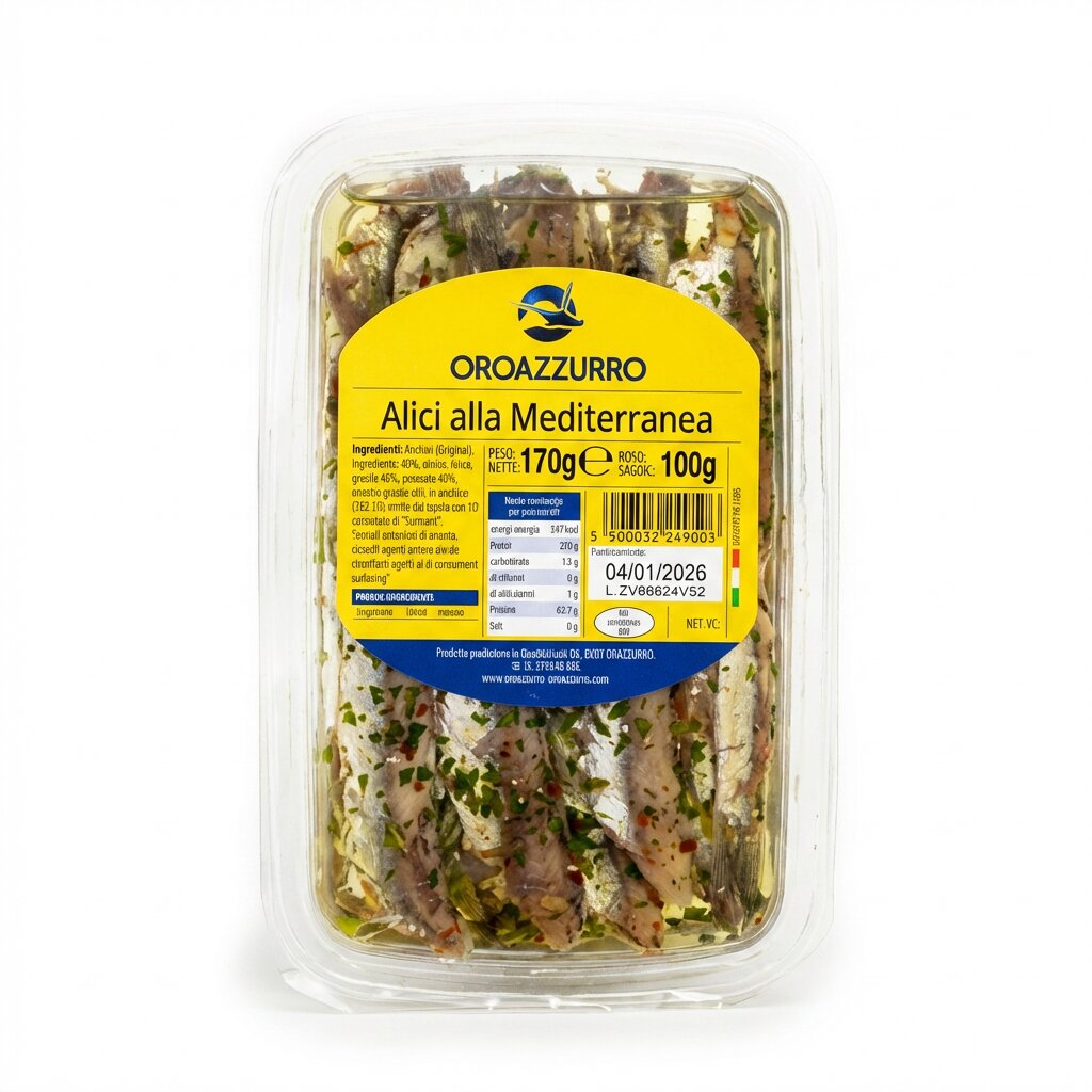 Alici alla Mediterranea in vaschetta