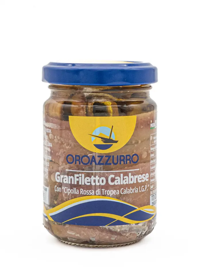 Gran filetto di Alici in olio EVO con cipolla rossa di Tropea IGP