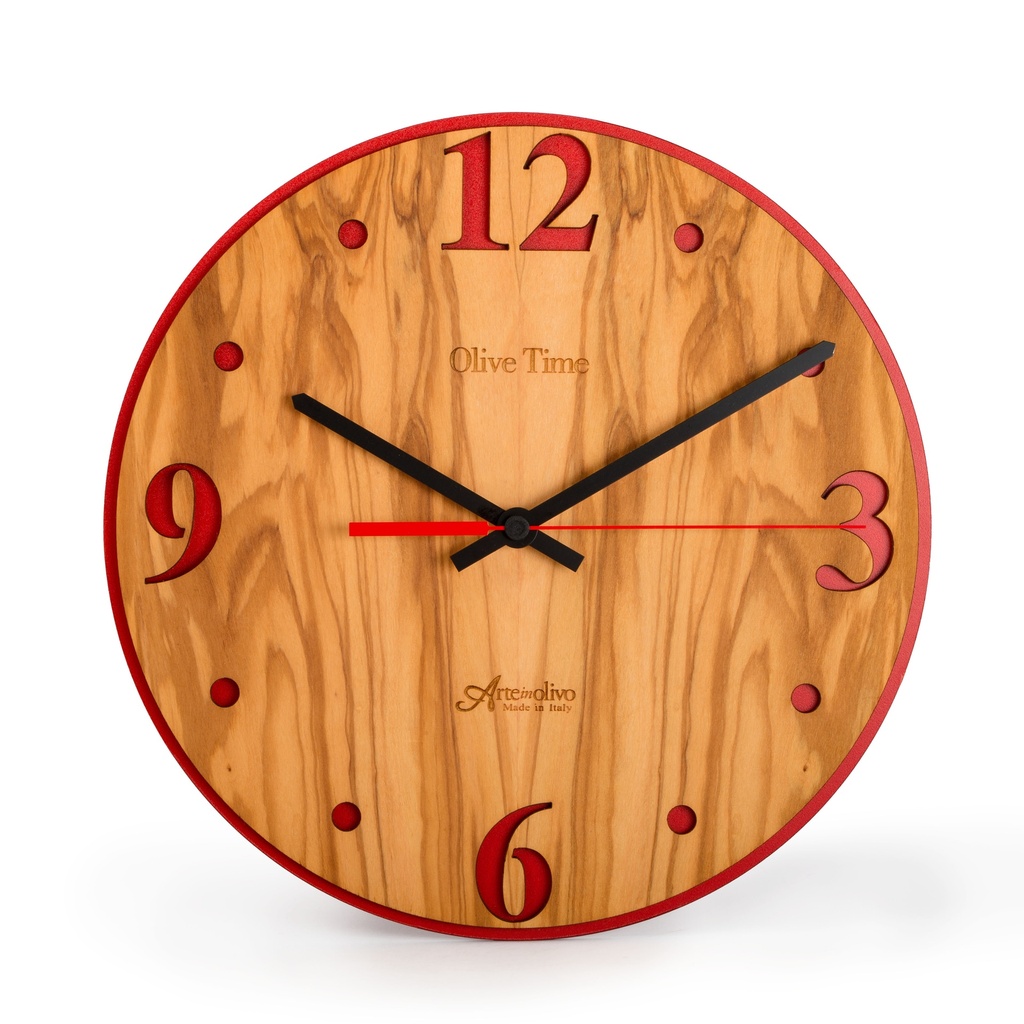 Orologio da Parete in Legno di Olivo