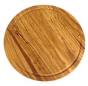 Tagliere Rotondo per Pizza in Legno di Olivo con Raccoglisugo